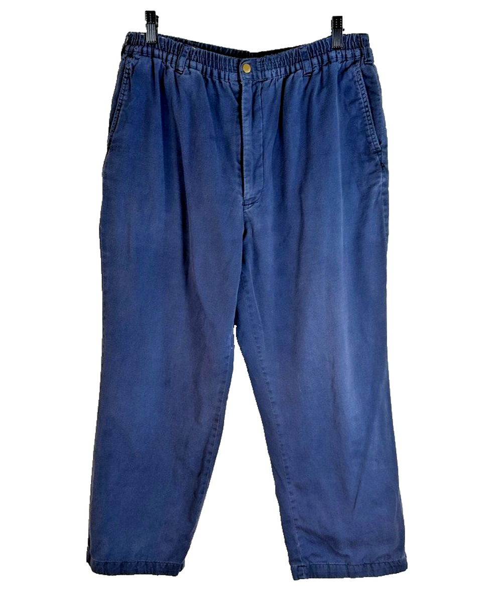 Haband Ice House Navy Flannel Lined Slacks Elastic Waist Grunge Steampunk edgy S